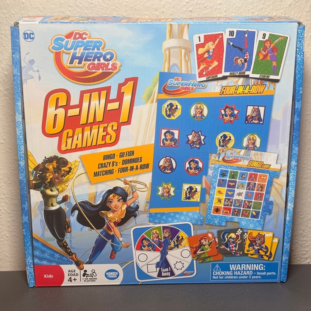 DC Super Hero‎ Girls 6-in-1 Game Set Wonder Forge Bingo Dominoes Cards Matching